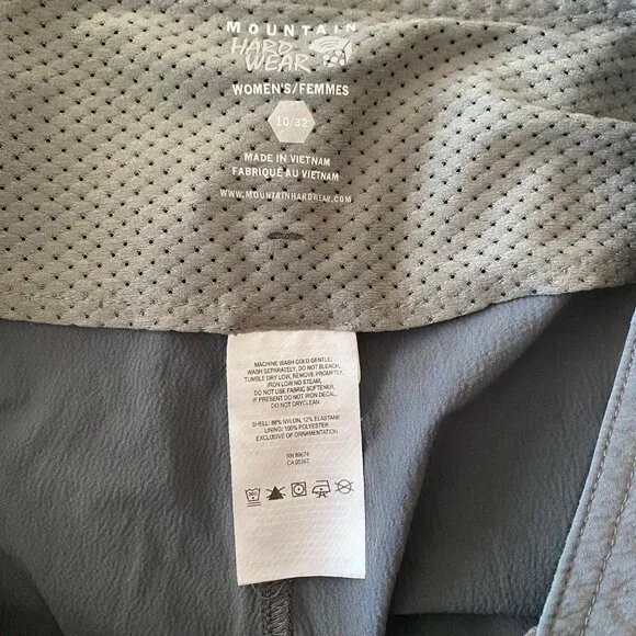 Mountain Hardwear size Women's 10/32 Gray Cargo Stretchy Hiking Outdoors Pants - Picture 11 of 11